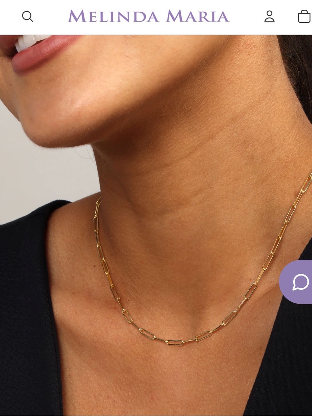Melinda Maria Samantha 3mm Gold Paperclip Chain Necklace